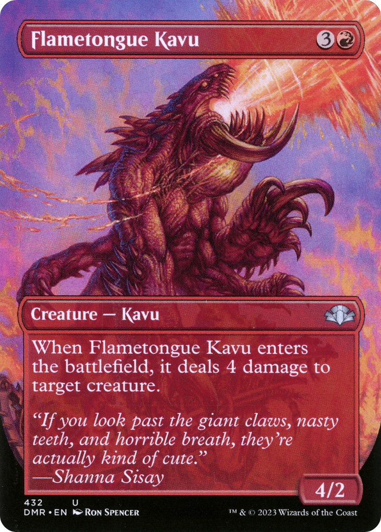 Flametongue Kavu (Borderless Alternate Art) [Dominaria Remastered] | Gamers Paradise