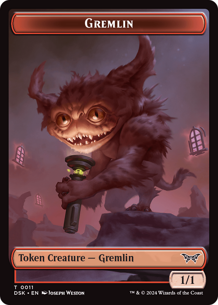 Glimmer // Gremlin Double-Sided Token [Duskmourn: House of Horror Tokens] | Gamers Paradise