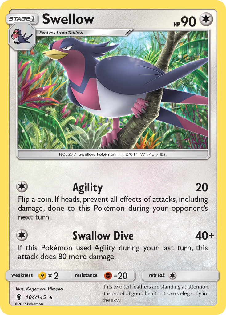 Swellow (104/145) [Sun & Moon: Guardians Rising] | Gamers Paradise