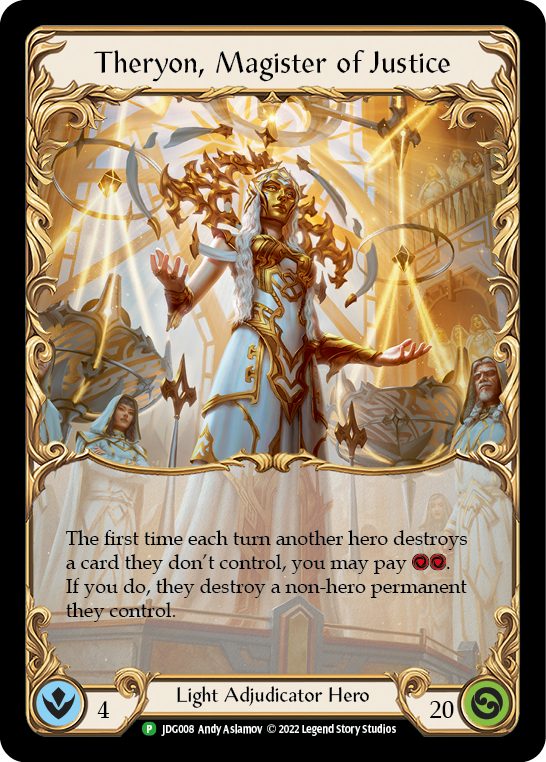 Theryon, Magister of Justice [JDG008] (Promo)  Rainbow Foil | Gamers Paradise