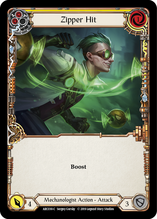 Zipper Hit (Yellow) [ARC030-C] (Arcane Rising)  1st Edition Rainbow Foil | Gamers Paradise