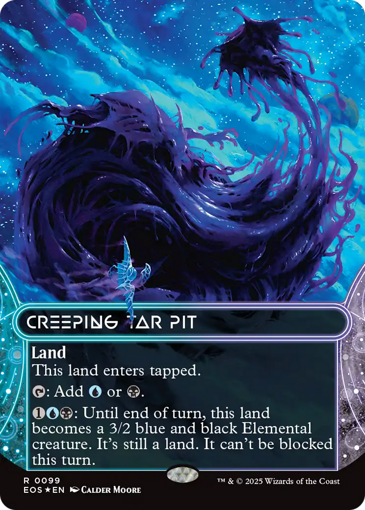 Creeping Tar Pit (0099) (Borderless) (Galaxy Foil) [Edge of Eternities: Stellar Sights] | Gamers Paradise