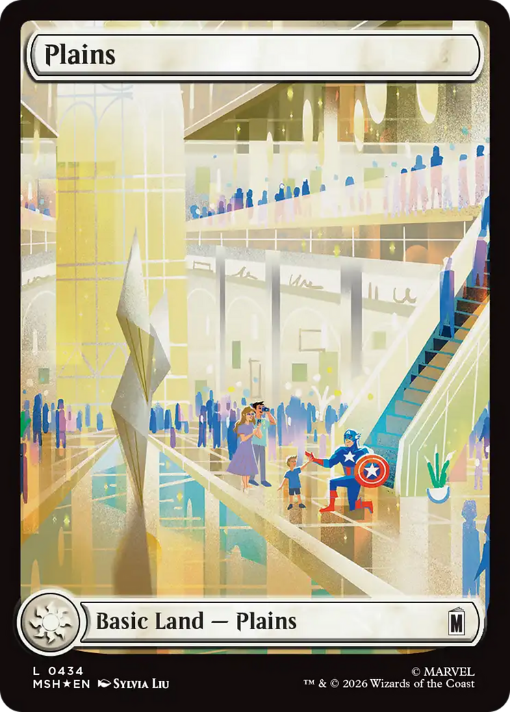 Plains (0434) (Surge Foil) [Marvel Super Heroes] | Gamers Paradise