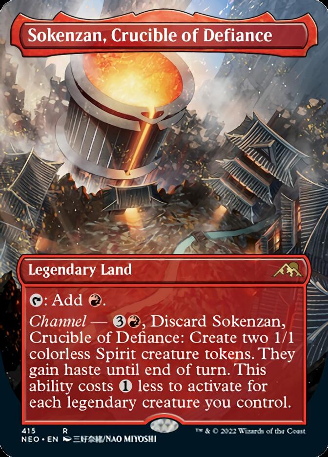 Sokenzan, Crucible of Defiance (Borderless Alternate Art) [Kamigawa: Neon Dynasty] | Gamers Paradise