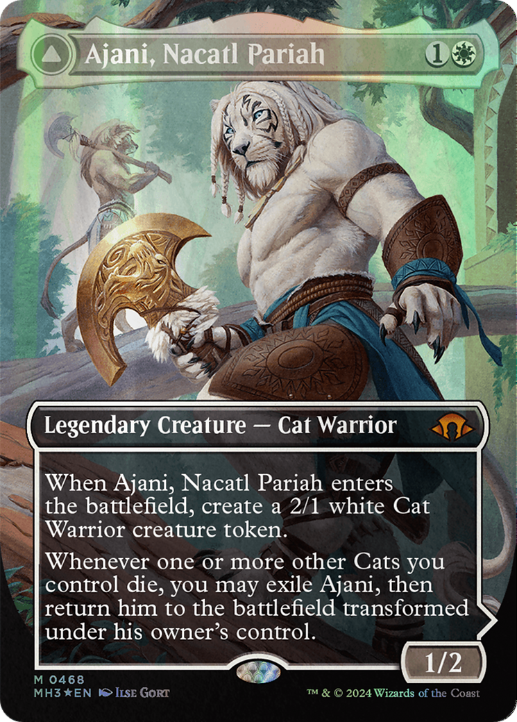 Ajani, Nacatl Pariah // Ajani, Nacatl Avenger (Borderless) (Textured Foil) [Modern Horizons 3] | Gamers Paradise