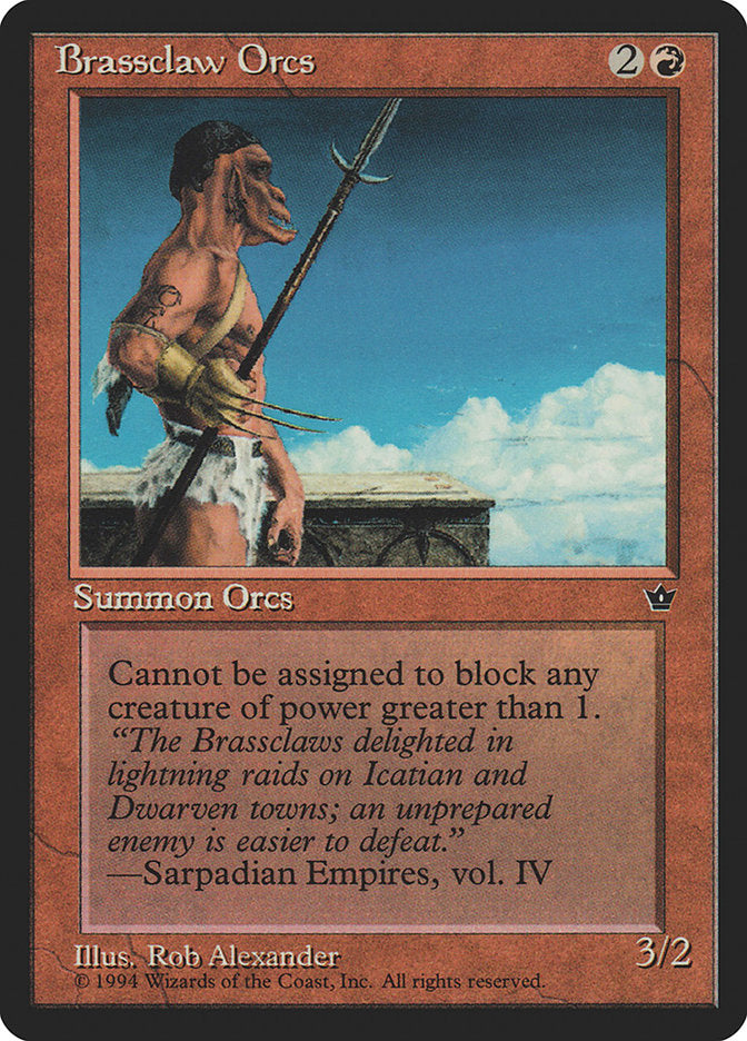 Brassclaw Orcs (Rob Alexander - Sarpadian Empires Flavor Text) [Fallen Empires] | Gamers Paradise