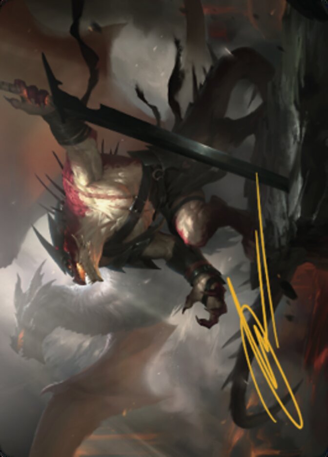 Rivaz of the Claw Art Card (Gold-Stamped Signature) [Dominaria United Art Series] | Gamers Paradise