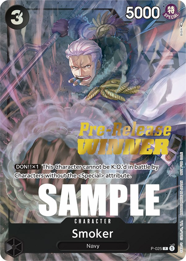 Smoker (Pre-Release) [Winner] [One Piece Promotion Cards] | Gamers Paradise