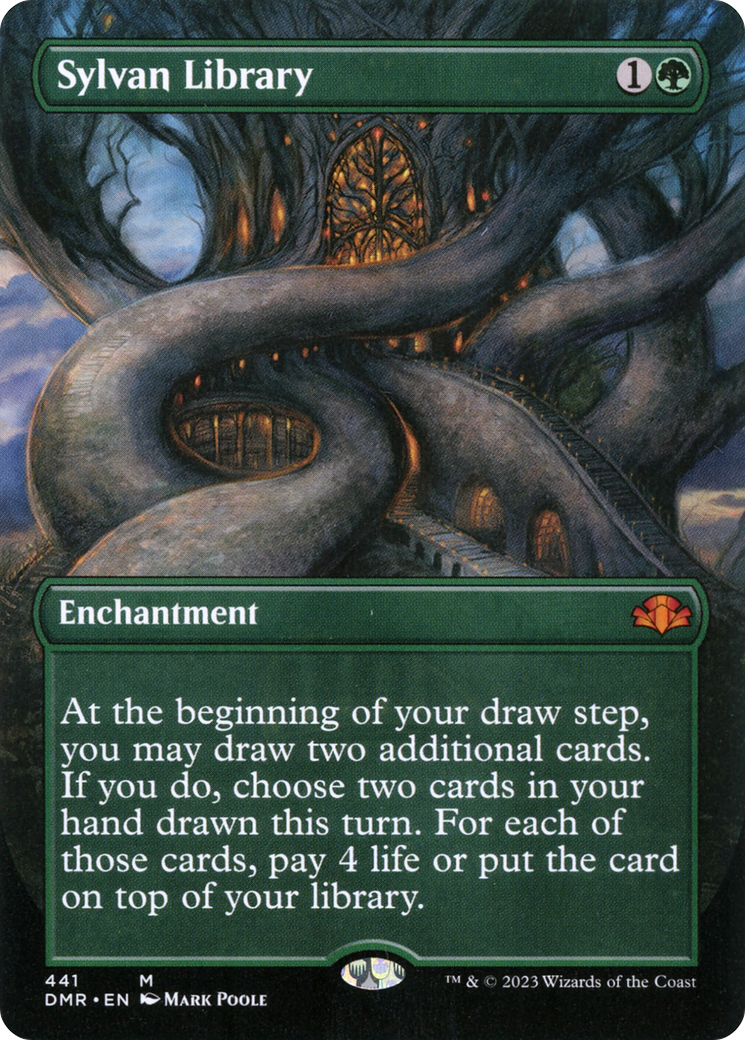 Sylvan Library (Borderless Alternate Art) [Dominaria Remastered] | Gamers Paradise