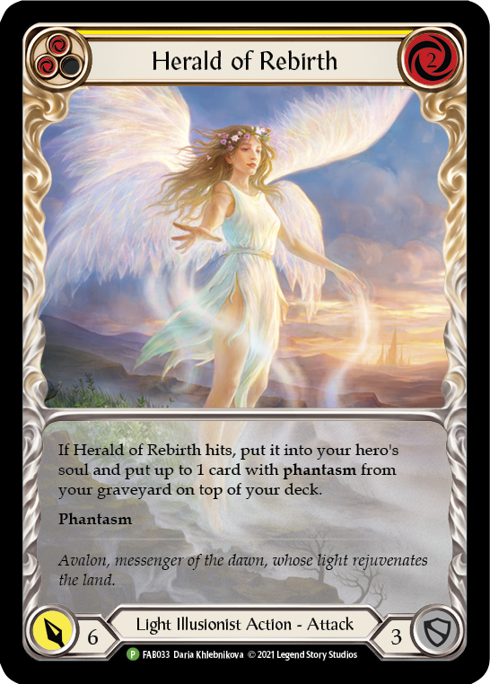 Herald of Rebirth (Yellow) [FAB033] (Promo)  Rainbow Foil | Gamers Paradise
