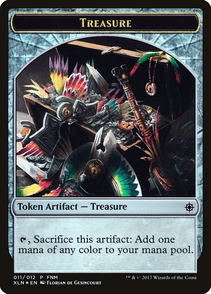 Dinosaur // Treasure Double-Sided Token [Friday Night Magic 2017] | Gamers Paradise