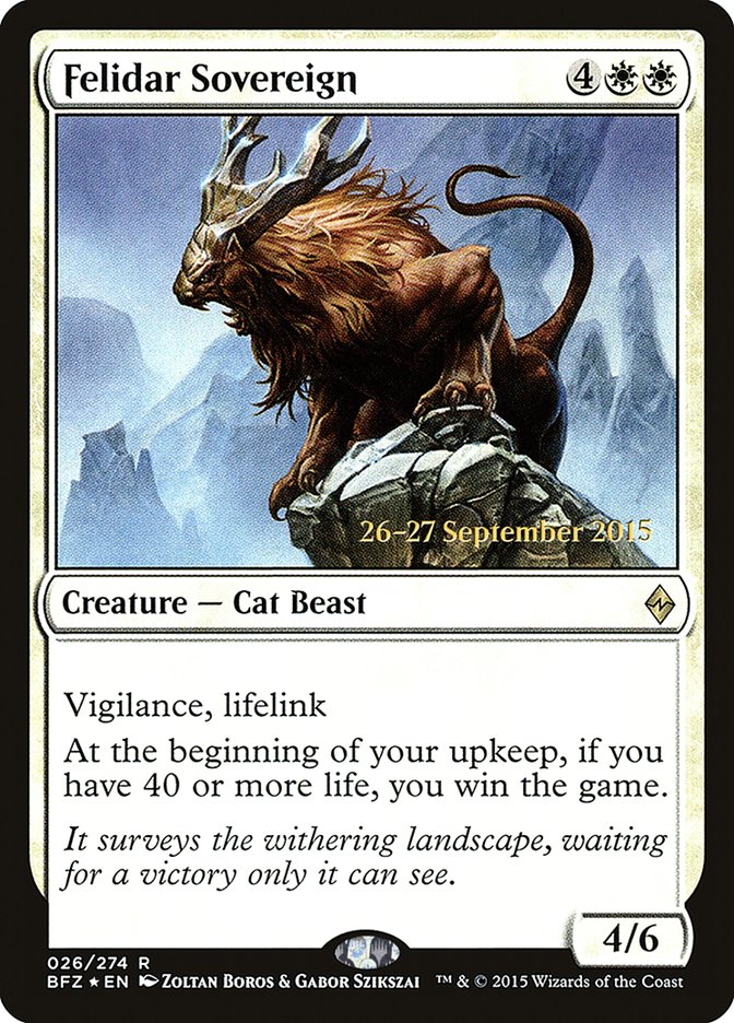 Felidar Sovereign [Battle for Zendikar Prerelease Promos] | Gamers Paradise