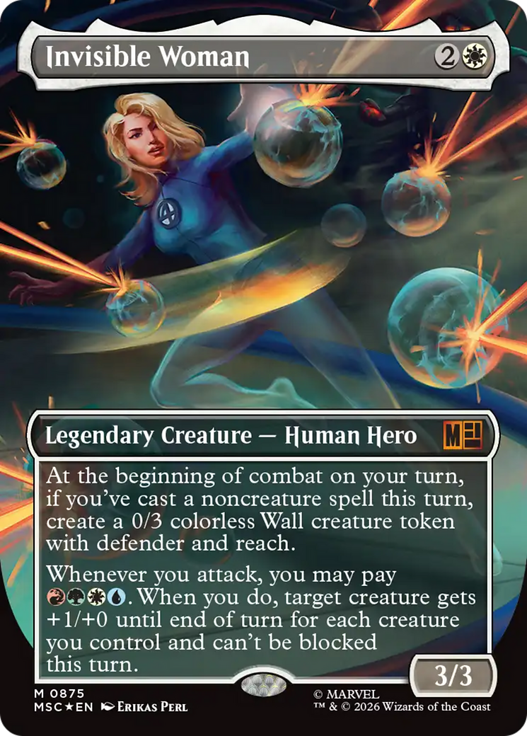 Invisible Woman (Borderless) (Surge Foil) [Marvel Super Heroes Commander] | Gamers Paradise