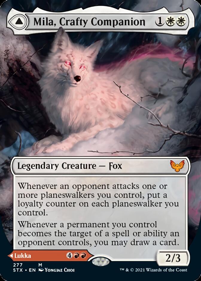 Mila, Crafty Companion // Lukka, Wayward Bonder (Borderless) [Strixhaven: School of Mages] | Gamers Paradise