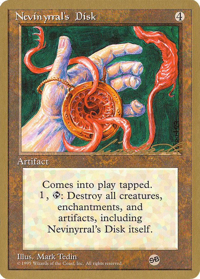 Nevinyrral's Disk (Leon Lindback) (SB) [Pro Tour Collector Set] | Gamers Paradise