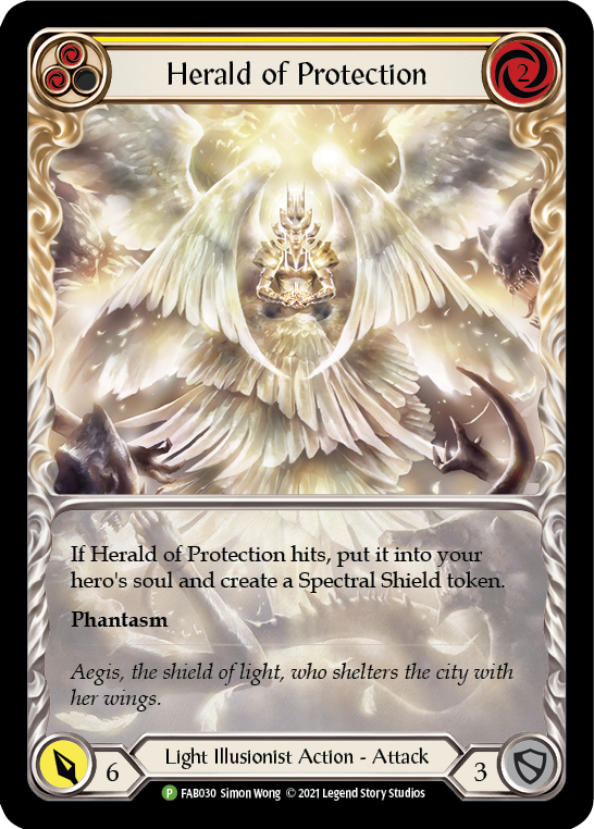 Herald of Protection (Yellow Extended Art) [FAB030] (Promo)  Rainbow Foil | Gamers Paradise