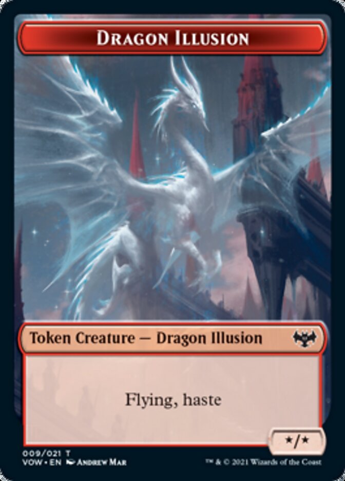 Blood // Dragon Illusion Double-Sided Token [Innistrad: Crimson Vow Tokens] | Gamers Paradise