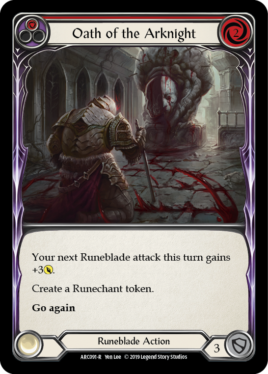 Oath of the Arknight (Red) [ARC091-R] (Arcane Rising)  1st Edition Rainbow Foil | Gamers Paradise