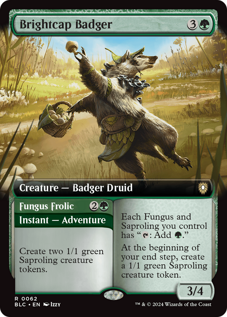Brightcap Badger // Fungus Frolic (Extended Art) [Bloomburrow Commander] | Gamers Paradise