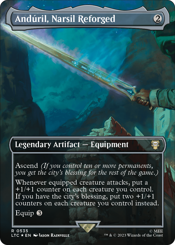 Anduril, Narsil Reforged (Borderless) (Surge Foil) [The Lord of the Rings: Tales of Middle-Earth Commander] | Gamers Paradise