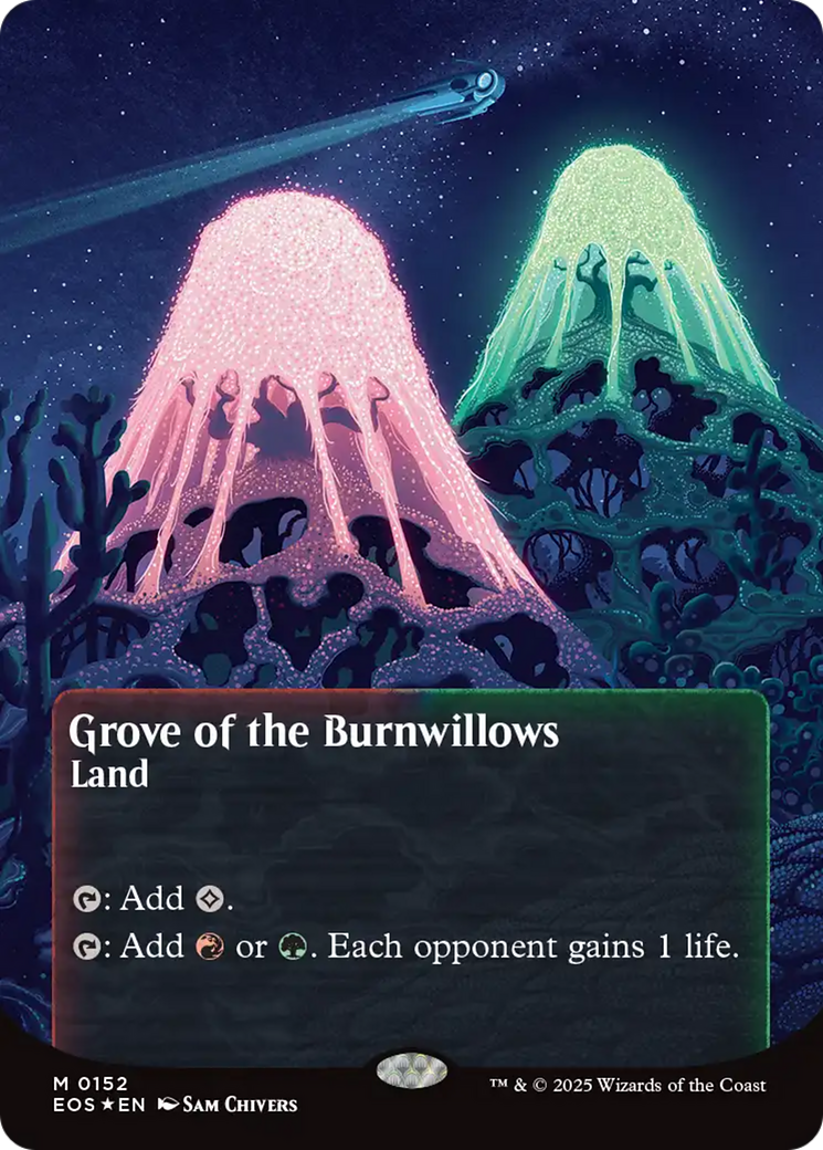 Grove of the Burnwillows (0152) (Borderless) (Galaxy Foil) [Edge of Eternities: Stellar Sights] | Gamers Paradise