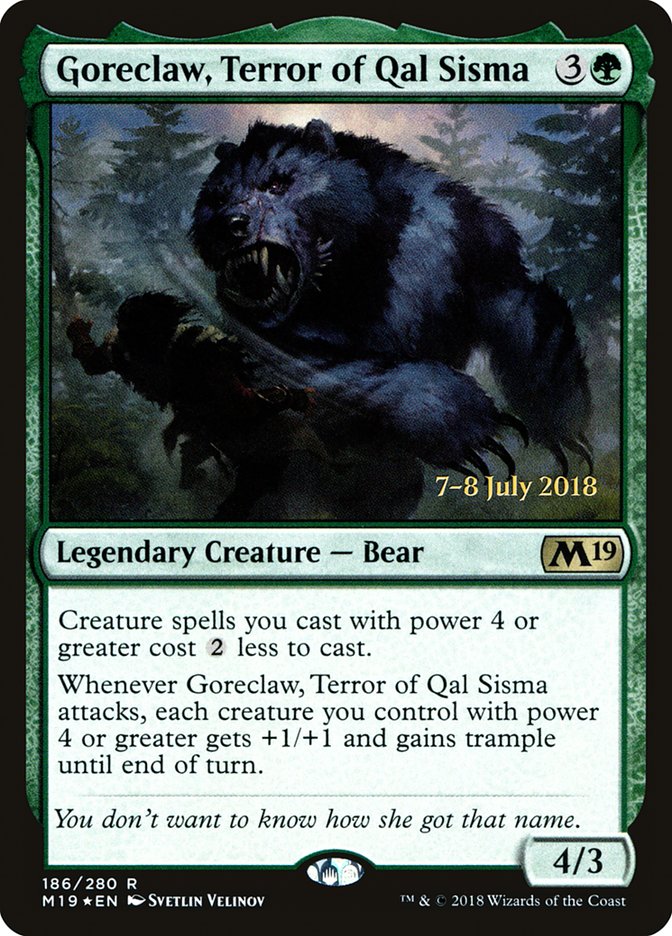 Goreclaw, Terror of Qal Sisma [Core Set 2019 Prerelease Promos] | Gamers Paradise