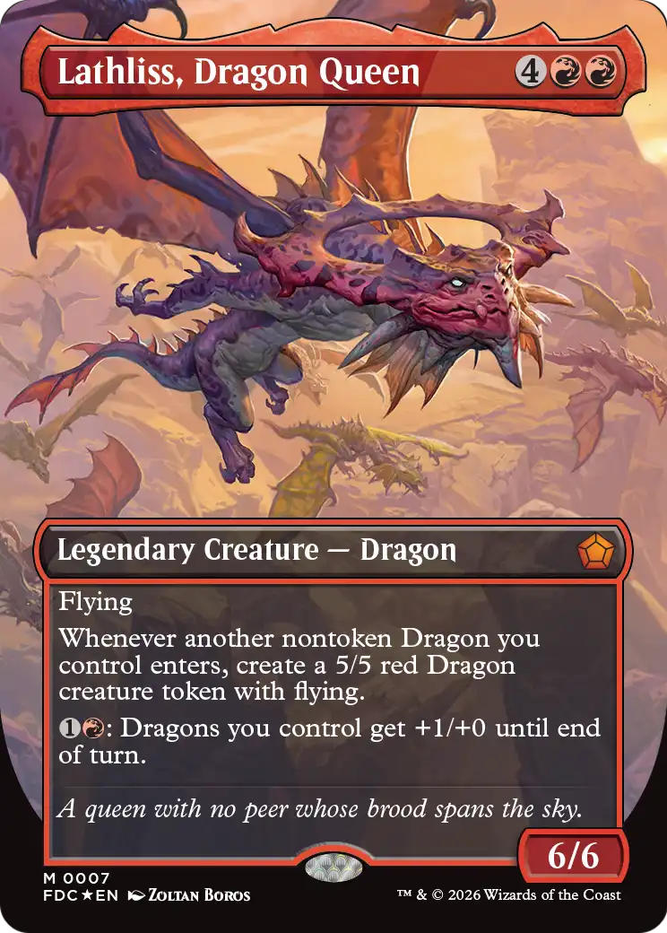 Lathliss, Dragon Queen (Borderless) [Foundations Commander] | Gamers Paradise