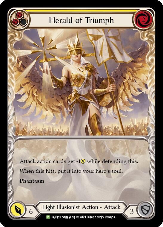 Herald of Triumph (Yellow) [FAB159] (Promo)  Rainbow Foil | Gamers Paradise