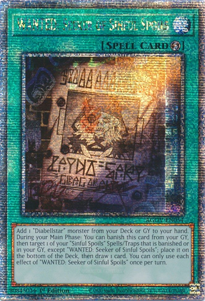 WANTED: Seeker of Sinful Spoils (Quarter Century Secret Rare) [AGOV-EN054] Quarter Century Secret Rare | Gamers Paradise
