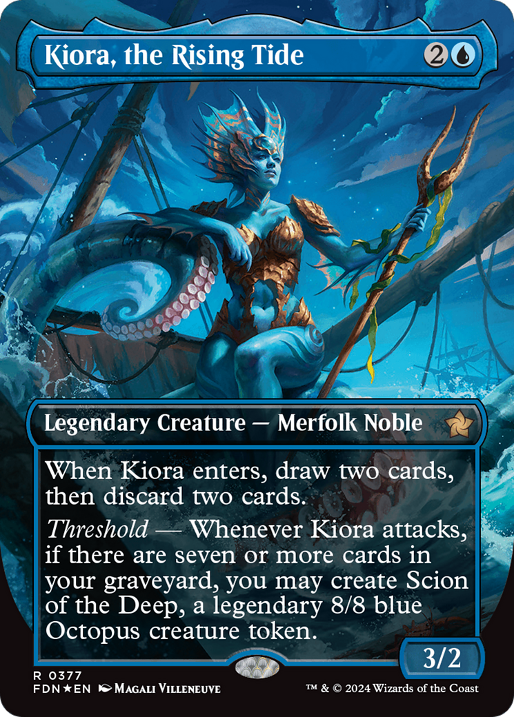 Kiora, the Rising Tide (Borderless) (Mana Foil) [Foundations] | Gamers Paradise