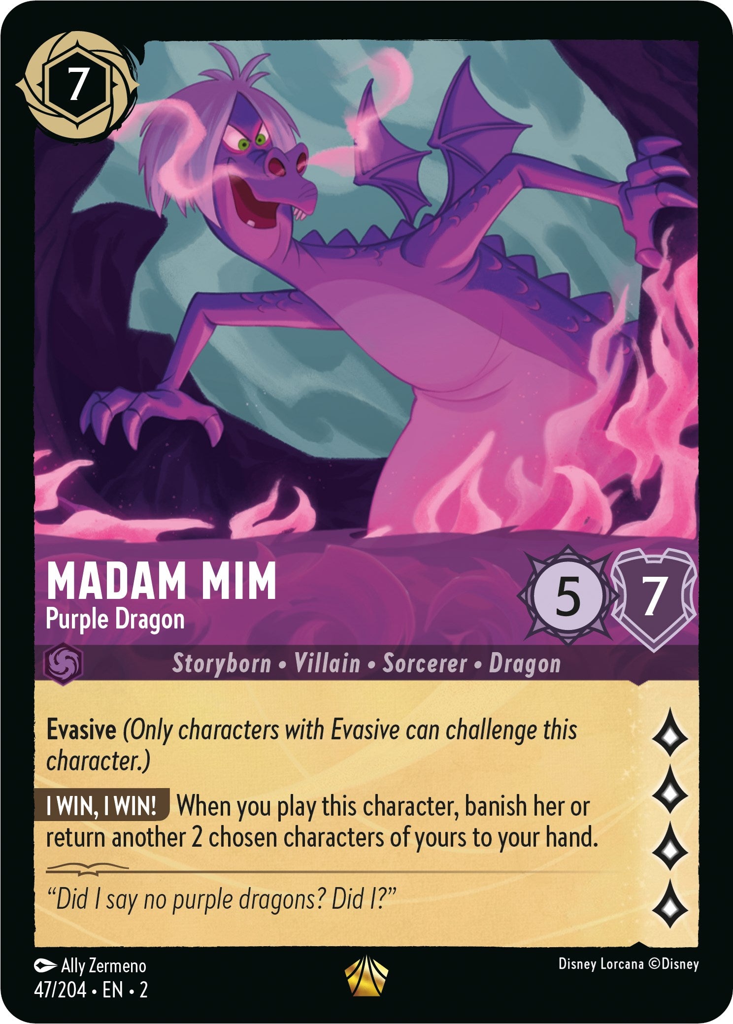 Madam Mim - Purple Dragon (47/204) [Rise of the Floodborn] | Gamers Paradise