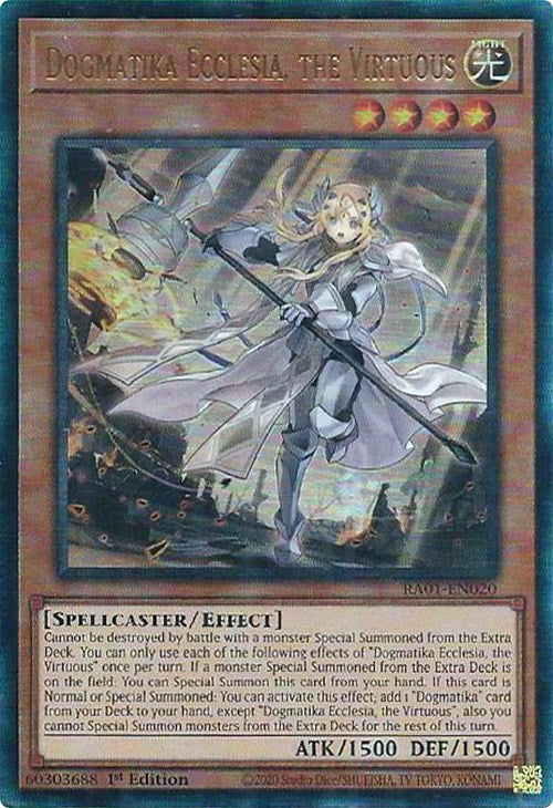 Dogmatika Ecclesia, the Virtuous [RA01-EN020] Prismatic Ultimate Rare | Gamers Paradise