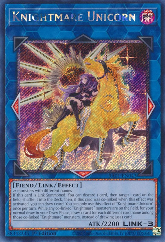 Knightmare Unicorn (Alternate Art) [RA01-EN043] Platinum Secret Rare | Gamers Paradise