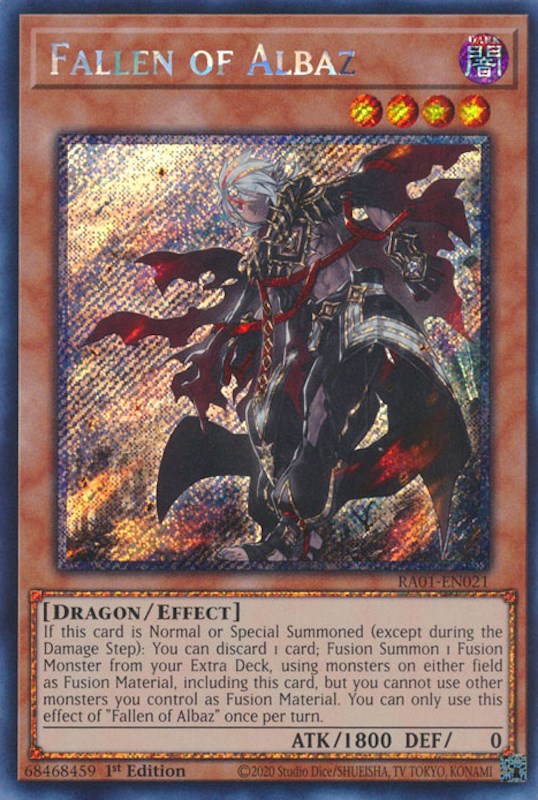 Fallen of Albaz [RA01-EN021] Platinum Secret Rare | Gamers Paradise