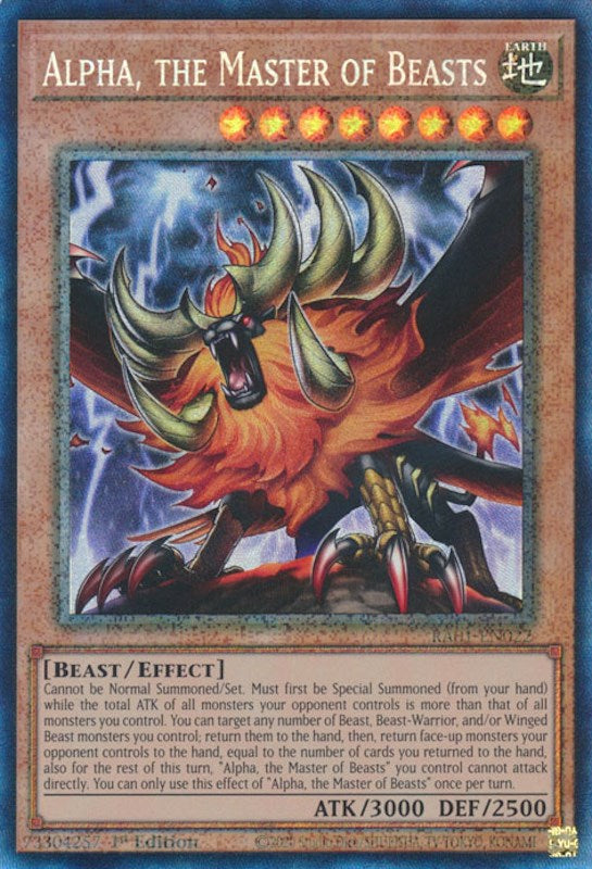 Alpha, the Master of Beasts [RA01-EN022] Prismatic Collector's Rare | Gamers Paradise