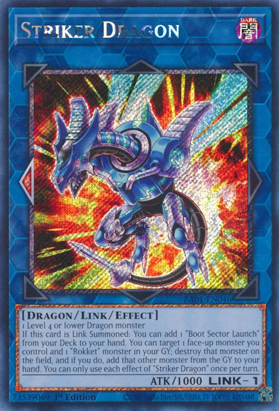 Striker Dragon [RA01-EN046] Platinum Secret Rare | Gamers Paradise