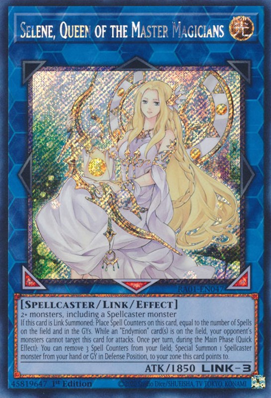 Selene, Queen of the Master Magicians [RA01-EN047] Platinum Secret Rare | Gamers Paradise