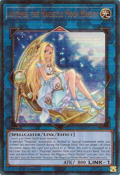 Artemis, the Magistus Moon Maiden [RA01-EN049] Prismatic Ultimate Rare | Gamers Paradise