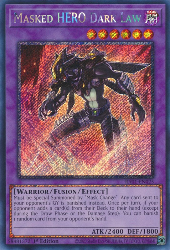 Masked HERO Dark Law [RA01-EN025] Platinum Secret Rare | Gamers Paradise