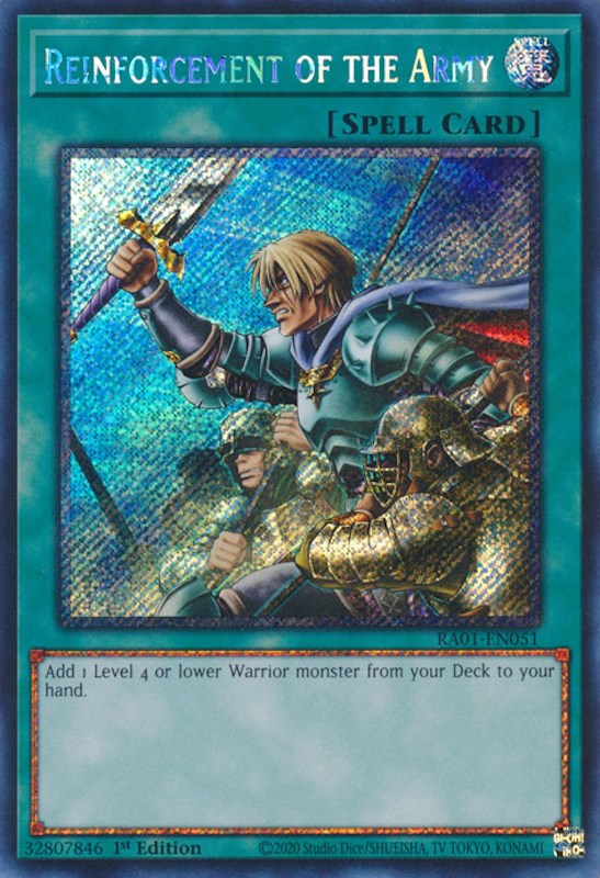 Reinforcement of the Army [RA01-EN051] Platinum Secret Rare | Gamers Paradise