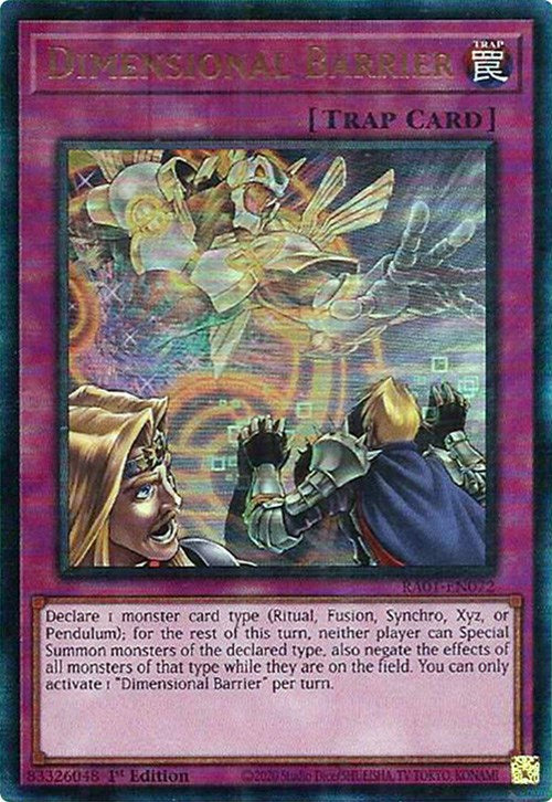 Dimensional Barrier [RA01-EN072] Prismatic Ultimate Rare | Gamers Paradise