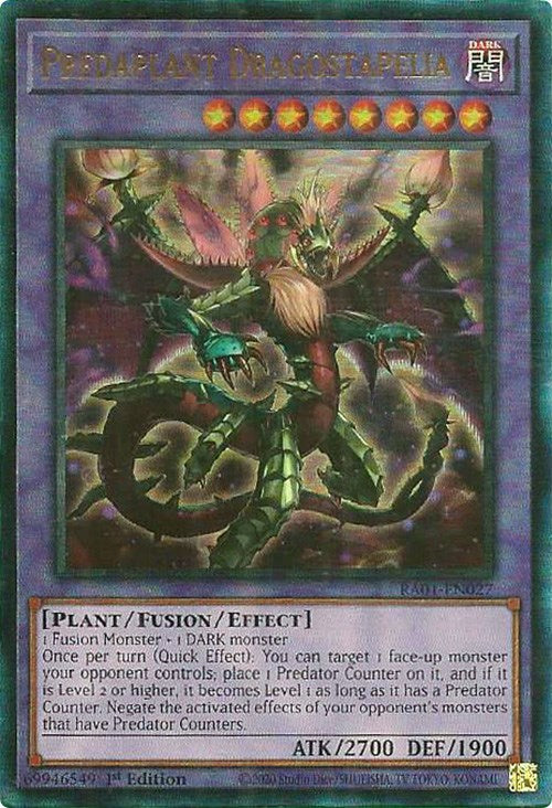 Predaplant Dragostapelia [RA01-EN027] Prismatic Ultimate Rare | Gamers Paradise