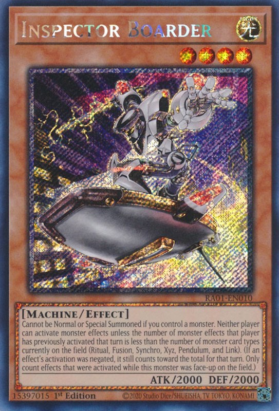 Inspector Boarder [RA01-EN010] Platinum Secret Rare | Gamers Paradise