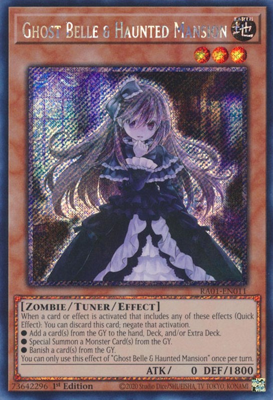 Ghost Belle & Haunted Mansion [RA01-EN011] Platinum Secret Rare | Gamers Paradise