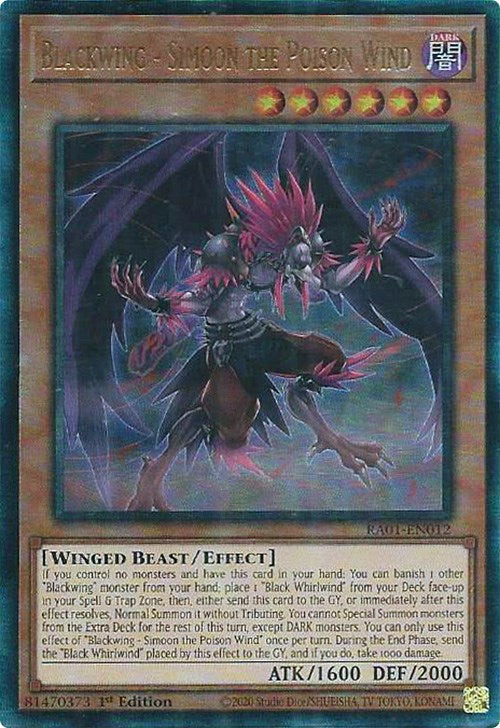 Blackwing - Simoon the Poison Wind [RA01-EN012] Prismatic Ultimate Rare | Gamers Paradise