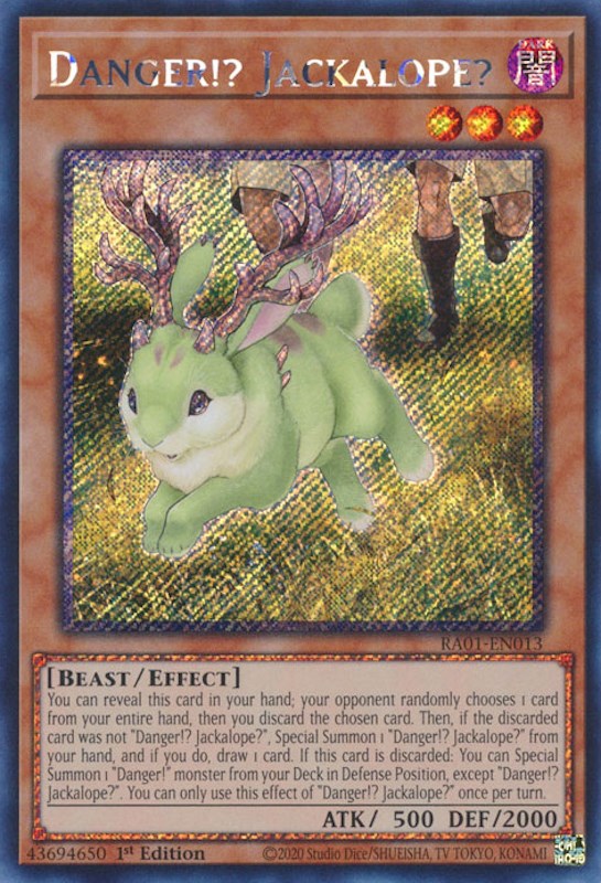 Danger!? Jackalope? [RA01-EN013] Platinum Secret Rare | Gamers Paradise