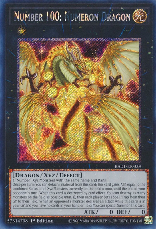 Number 100: Numeron Dragon [RA01-EN039] Platinum Secret Rare | Gamers Paradise