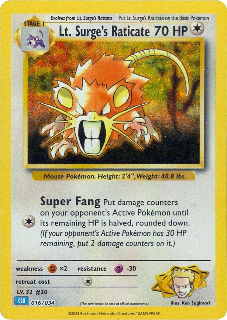 Lt. Surge's Raticate [Trading Card Game Classic] | Gamers Paradise