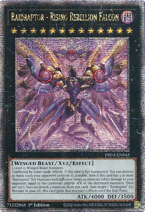 Raidraptor - Rising Rebellion Falcon [PHNI-EN045] Quarter Century Secret Rare | Gamers Paradise