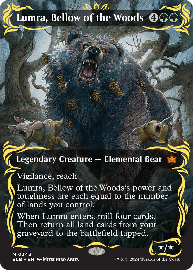 Lumra, Bellow of the Woods (Borderless) (Raised Foil) [Bloomburrow] | Gamers Paradise